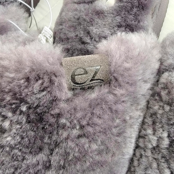 EZ FEET by Dearform Shearling Sheepskin Slide Slippers NEW GRAY 8 9 - Picture 3 of 5